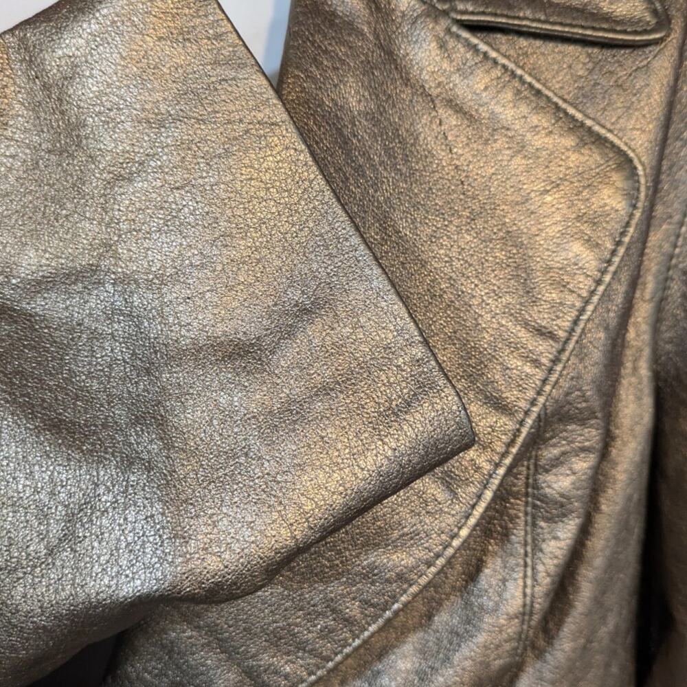 Cabi Leather One Button Size 16 Metallic Gold jacket - Picture 8 of 11
